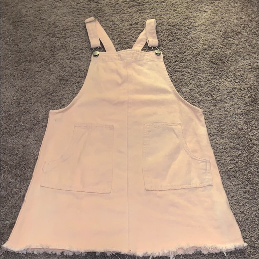 Baby pink overall dress.